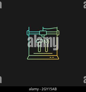 3d printed tools gradient vector icon for dark theme Stock Vector