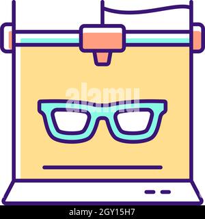 3d printed glasses RGB color icon Stock Vector