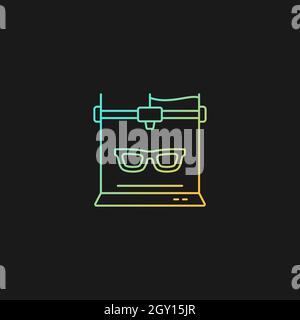 3d printed glasses gradient vector icon for dark theme Stock Vector