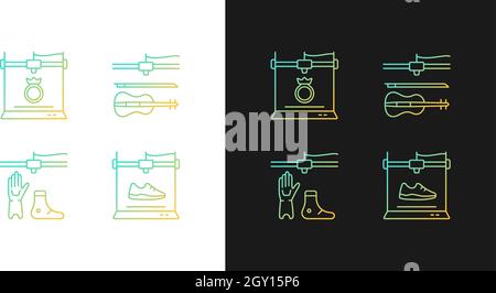 Building 3d objects process gradient icons set for dark and light mode Stock Vector