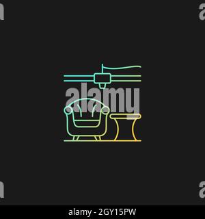 3d printed furniture design gradient vector icon for dark theme Stock Vector