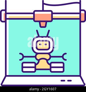 3d robots printing RGB color icon Stock Vector