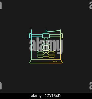 3d robots printing gradient vector icon for dark theme Stock Vector