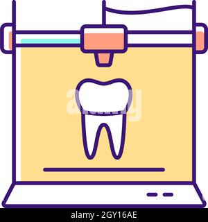 3d printing for dentistry RGB color icon Stock Vector