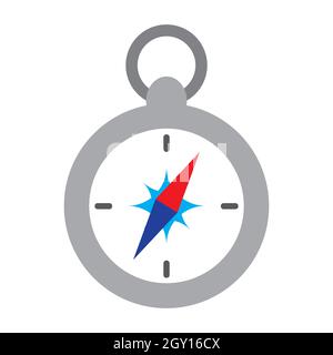 Touristic compass, vector illustration in cartoon flat style. Camping and hiking equipment for navigation. Print for children books, clothes, design Stock Vector