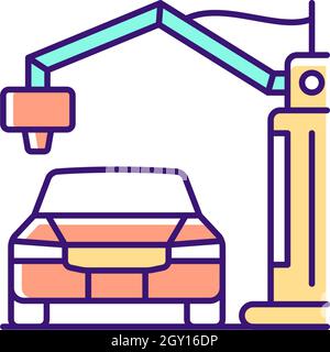 3d printed automobile RGB color icon Stock Vector