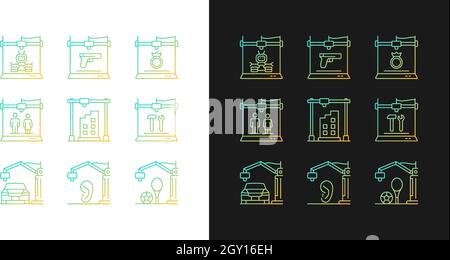 3d printing process gradient icons set for dark and light mode Stock Vector