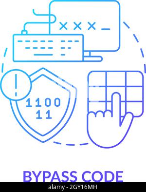 Bypass code blue gradient concept icon Stock Vector