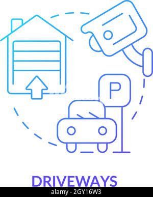 Driveways blue gradient concept icon Stock Vector