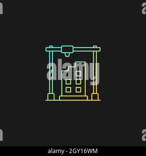 3d printed building design gradient vector icon for dark theme Stock Vector