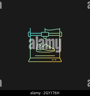3d printed shoes gradient vector icon for dark theme Stock Vector