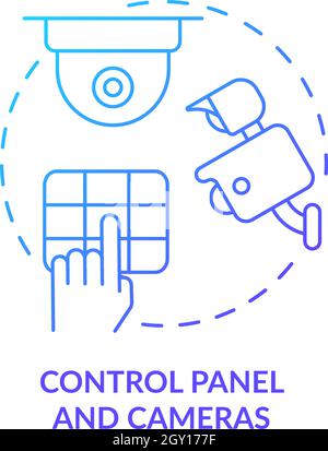 Control panel and cameras blue gradient concept icon Stock Vector