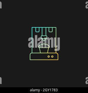 3d food printer gradient vector icon for dark theme Stock Vector