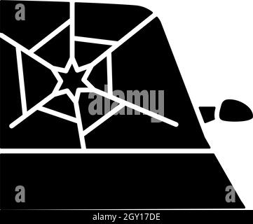 Broken car glass black glyph icon Stock Vector