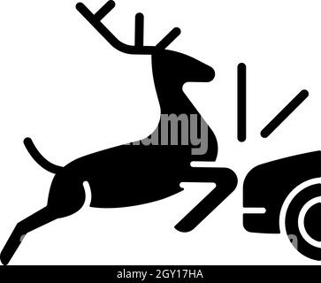 Collision with animals black glyph icon Stock Vector