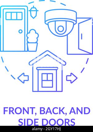 Front, back and side doors blue gradient concept icon Stock Vector