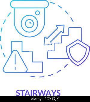 Stairways blue gradient concept icon Stock Vector