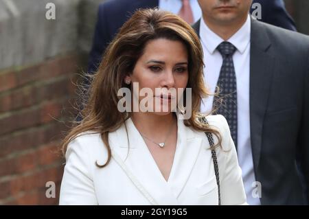 File photo dated 26/2/2020 of Princess Haya Bint Al Hussein arriving at the Bell Yard entrance of the Royal Courts of Justice in London. The ruler of Dubai authorised the hacking of his former wife and her lawyersÕ phones with multi-million-pound spyware during a legal battle over their two children, the High Court has found. Sheikh Mohammed bin Rashid Al Maktoum, 72, gave his 'express or implied authority' for the phone of his sixth wife Princess Haya Bint Al Hussein, 47, to be infiltrated with Pegasus spyware during the ongoing legal case, the court ruled. Issue date: Wednesday October 6, 20 Stock Photo