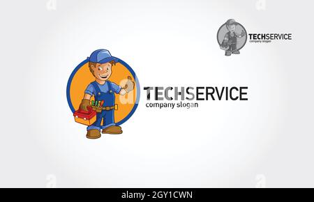 Tech Service Vector Logo Illustration. Handyman Services logo template 2.0 for Your Company. Stock Vector