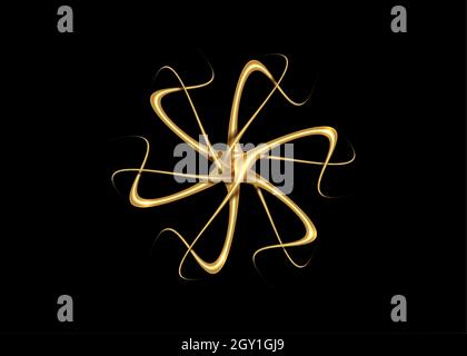 3D golden stylized tentacles shape logo template. Abstract gold  vector for cosmetic, fashion, eco, bio company, yoga, spa salon. Luxury sign isolated Stock Vector