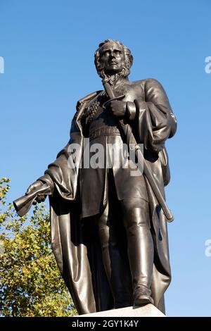 Statue depicting General Charles James Napier at Trafalgar Square in London, England. Napier lived from 1782 to 1853. Stock Photo