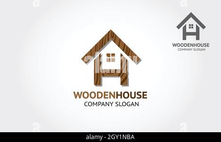 Wood House Vector Logo Template. Is an illustrative cartoon logo for Environmental care related business. Illustration of an elegant and luxurious. Stock Vector