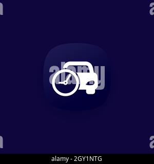 ride time icon, car and clock vector Stock Vector