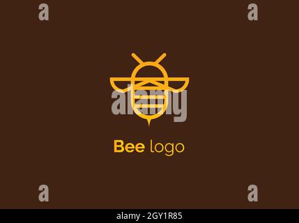 Bee Logo design vector template linear style. Outline icon.