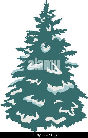 Vector illustration of spruce. Christmas tree with snow. Stock Vector