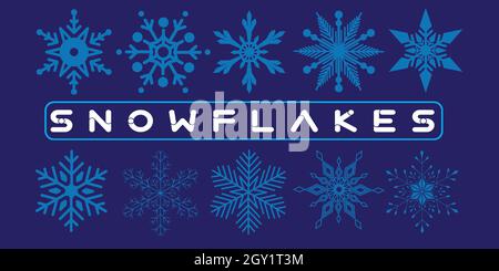 set of vector snowflakes, marry christmas. Stock Vector