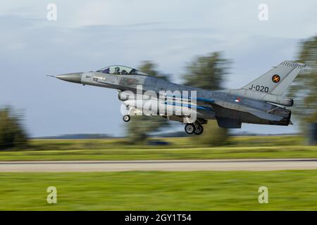 Leeuwarden Netherlands Oct. 4 2021 Weapon Instructor Course F-16 landing Stock Photo