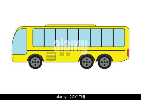 Side view of a yellow bus - Flat design Stock Vector