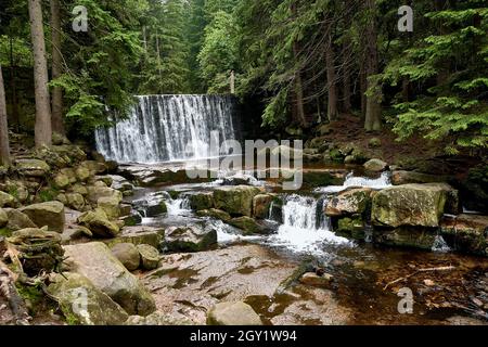 A 'Dziki' waterfall at Lomnica river, Lower Silesia, Poland Stock Photo