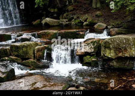 A 'Dziki' waterfall at Lomnica river, Lower Silesia, Poland Stock Photo