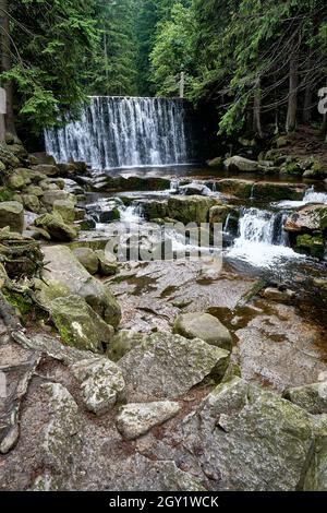 A 'Dziki' waterfall at Lomnica river, Lower Silesia, Poland Stock Photo