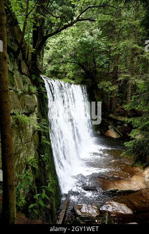 A 'Dziki' waterfall at Lomnica river, Lower Silesia, Poland Stock Photo