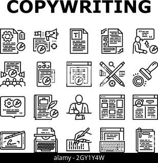 Copywriting line icons. Copyright, Typewriter. Design elements. Vector ...