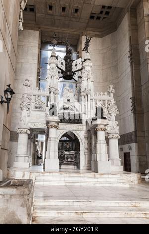 Santo Domingo, Dominican Republic - January 11, 2017: Columbus Tomb at Columbus Lighthouse. Construction began in 1986, using plans drawn by Scottish Stock Photo