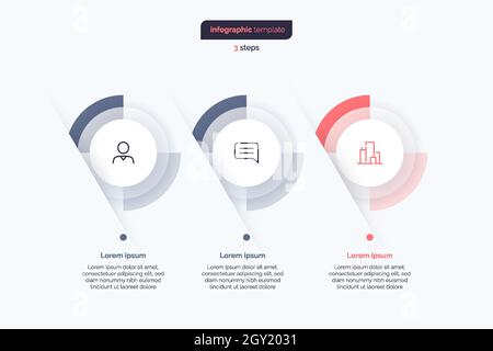 Three step business infographic design template. Vector illustration Stock Vector
