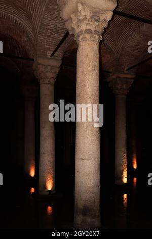 Istanbul, Turkey; May 26th 2013: Interior view of the Basilica Cistern. Stock Photo