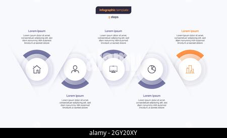 Five step business infographic design template. Vector illustration Stock Vector