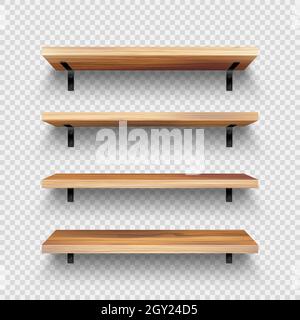 Realistic shelving set of white and black empty shelves and racks of ...