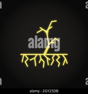 Neon desertification icon in line style. Drought symbol. Vector illustration. Stock Vector