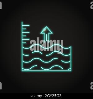 Neon sea level rise icon in line style. Vector illustration. Stock Vector
