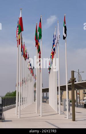 Flags of the various countries represented in the Dubai Expo 2020 ...