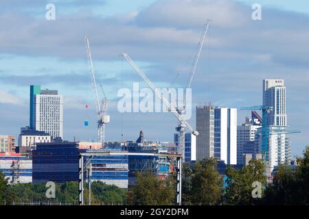 Arena quarter buildings in Leeds City Centre which are student apartments. Altus House is the tallest building in Leeds & Yorkshire Stock Photo