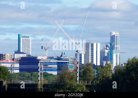 Arena quarter buildings in Leeds City Centre which are student apartments. Altus House is the tallest building in Leeds & Yorkshire Stock Photo