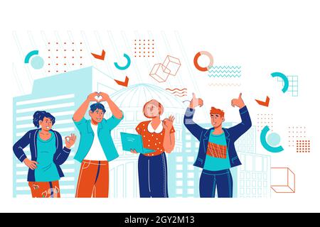 Group of modern successful business people. Business team of professionals searching growth opportunities and business solution. Career achievements a Stock Vector