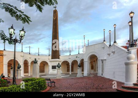 At the tip of the Caco Viejo peninsula, the Plaza de Francia celebrates the role played by France in the construction of the Panama Canal. Stock Photo