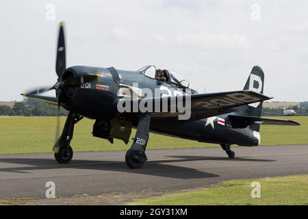 US Navy Grumman F8F Bearcat Vintage WW2 Fighter at Flying Legends Duxford Airshow Stock Photo